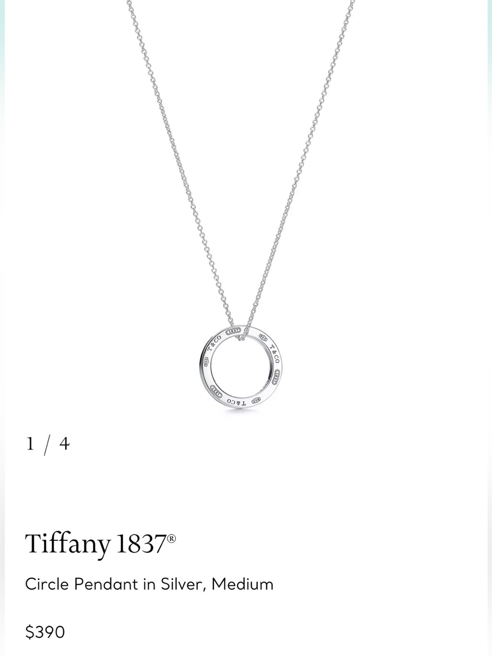 Tiffany & Co. 1837 Circle Pendant Necklace Silver Medium Authentic